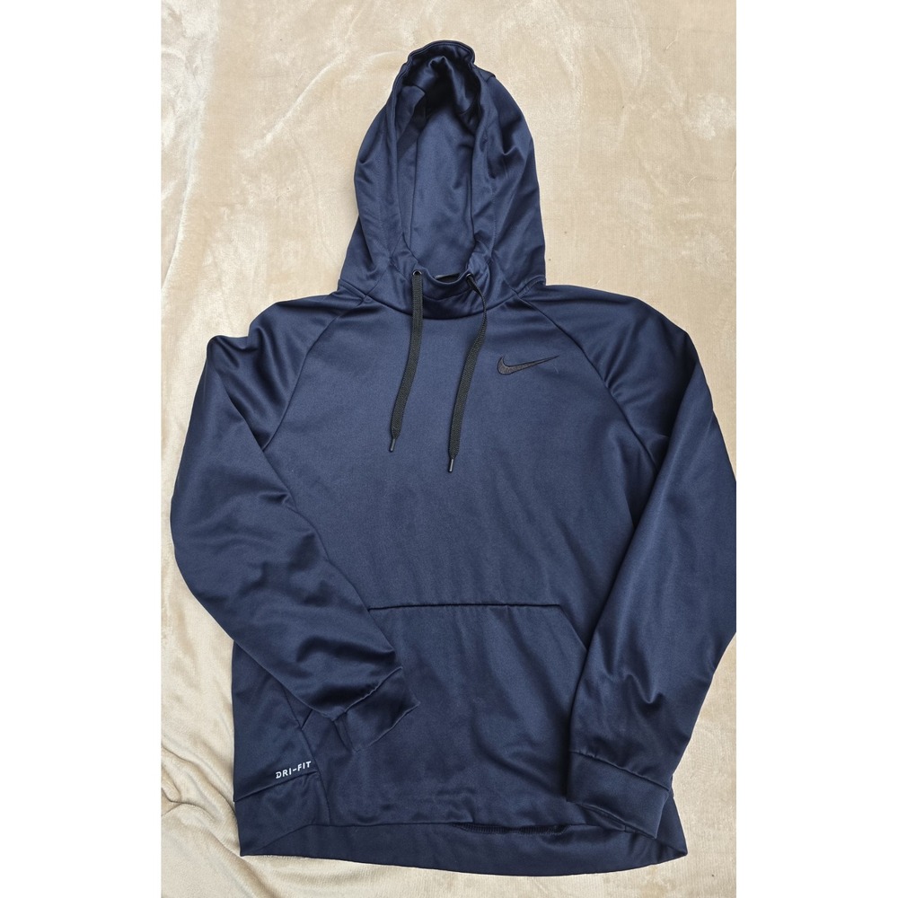 Nike Dri-Fit Men's M Navy Blue Hooded Hoodie Pullover Sweatshirt Barely Worn